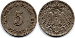 MA 33671 / Allemagne - Deutschland - Germany 5 Pfennig 1901 J TTB - 5 Pfennig