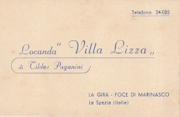 ZY - LA SPEZIA ( ITALIA ) - BIGLIETTO DA VISITA - LOCANDA " VILLA LIZZA " DI TILDE PAGANINI - 2 SCANS - Tarjetas De Visita