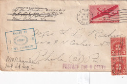 COVER US. 3 JUN 1944. APO 825. ALBROOK FIELD. CANAL ZONE. TO PHILA. PASSED BY EXAMINER. POSTAGE DUE 6 CENTS - Brieven En Documenten