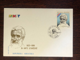 CROATIA FDC COVER 1992 YEAR DOCTOR STARCEVIC HEALTH MEDICINE STAMPS - Kroatië