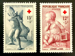 1955 FRANCE N 1048/49 CROIX ROUGE L ‘ENFANT À LA CAGE ET L’ENFANT À L’OIE - NEUF** - Nuevos