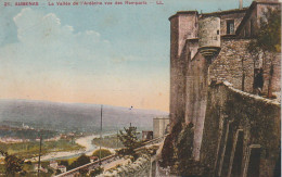 ZY 19-(07) AUBENAS - LA VALLEE DE L' ARDECHE VUE DES REMPARTS - CARTE COLORISEE - 2 SCANS - Aubenas