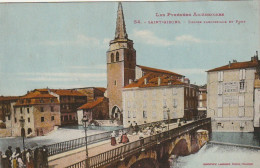 ZY 21-(09) SAINT GIRONS - EGLISE PAROISSIALE ET PONT - CARTE COLORISEE - LABOUCHE FRERES , TOULOUSE - 2 SCANS - Saint Girons