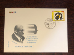 CROATIA FDC COVER 1995 YEAR OPHTHALMOLOGY BRAILLE BLINDNESS HEALTH MEDICINE STAMPS - Croatie