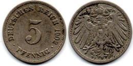 MA 33677 / Allemagne - Deutschland - Germany 5 Pfennig 1902 F TB+ - 5 Pfennig