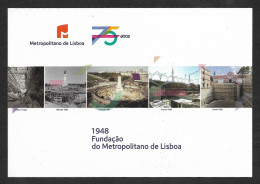 Portugal Entier Postal 2023 Metro De Lisbonne 75 Ans Cachet Stationery Lisbon Subway Train 75 Years Pmk - Trenes