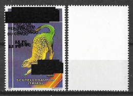 2000 Congo Zaire - Error Triple Overprint - Prehistoric Animals Dinosaurs Jurassic Period Scutellosaurus MNH - Vor- U. Frühgeschichte