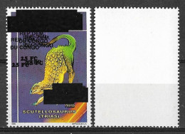 2000 Congo Zaire - Error Triple Overprint - Prehistoric Animals Dinosaurs Jurassic Period Scutellosaurus MNH - Préhistoriques