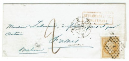 YT N° 13 A Obli. Losange K Paris Pour Fresnes Sur LAC 21/4/1857 - Affranch. Insuff. Taxée 2 - Signée Calves - 1853-1860 Napoléon III
