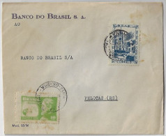 1956 Bank Of Brazil Cover Sent From Santa Maria Area To Pelotas Stamp Fanca City 1st Centenary + Hansen's Disease - Brieven En Documenten