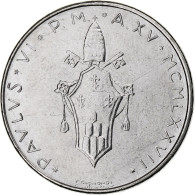 Vatican, Paul VI, 50 Lire, 1977 / Anno XV, Rome, Acier Inoxydable, SPL, KM:A121 - Vaticaanstad