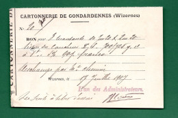 62 Wizernes Cartonnerie De Gondardennes 17 Juillet 1907 - Imprenta & Papelería