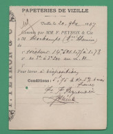 38 Vizille Papeterie De Vizille  Peyron Et Cie 20 11 1907 - Printing & Stationeries