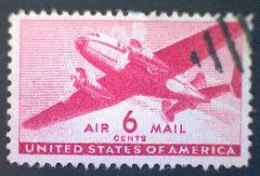 United States, Scott #C25, Used(o), 1941 Air Mail, Transporter Series, 6¢, Carmine - 2a. 1941-1960 Oblitérés