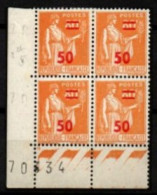 FRANCE    -   1940 .   Y&T N° 481*/**  Bloc De 4.  Point Rouge Dans Le 5 Du 2° Timbre - Ungebraucht