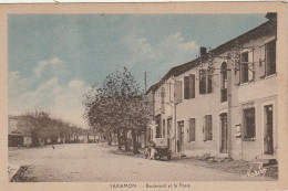 ZY 46-(32) SARAMON - BOULEVARD ET LA POSTE - CARTE COLORISEE - 2 SCANS - Sonstige & Ohne Zuordnung