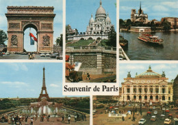 CPM - P - PARIS - SOUVENIR DE PARIS - MULTIVUES - ARC DE TRIOMPHE - TOUR EIFFEL - SACRE COEUR - OPERA - NOTRE DAME - Multi-vues, Vues Panoramiques