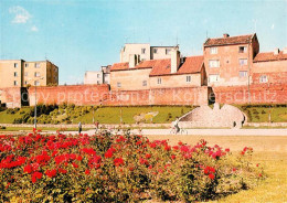 73652062 Paslek Fragment Miasta Teilansicht Stadtmauer Blumenbeet Paslek - Poland