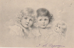 ZY 57- COUPLE D' ENFANTS AVEC POUPEE - ILLUSTRATEUR - M.M. VIENNE - 2 SCANS - Portraits