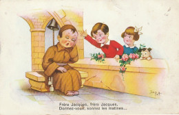 ZY 57- " FRERE JACQUES , DORMEZ VOUS  " - ENFANTS AVEC CHIEN ET MOINE - ILLUSTRATEUR JIM PATT - 2 SCANS - Andere & Zonder Classificatie