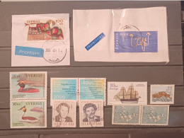 Sweden Svezia Lot 12 Stamps (2 Fragment) Travelled Till 2024 - Usati