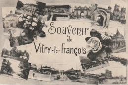 ZY 70-(51) SOUVENIR DE VITRY LE FRANCOIS - CARTE FANTAISIE MULTIVUES - 2 SCANS - Vitry-le-François