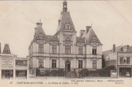 ZY 72-(53) CHATEAU GONTIER - LE PALAIS DE JUSTICE - CONFECTION R. PELTIER , QUINCAILLERIE E. LEPLE  - 2 SCANS - Chateau Gontier