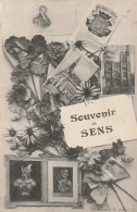 ZY 74-(89) SENS - CARTE  SOUVENIR  MULTIVUES - TAMPON MILITAIRE GARE DE RASSEMBLEMENT- 2 SCANS  - Greetings From...