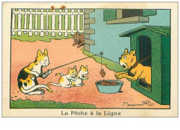 CHROMOS.n°12441.LA PECHE A LA LIGNE.CHAT PIQUANT LA NOURRITURE DU CHIEN.RABIER - Sonstige & Ohne Zuordnung