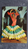 CARTE  BRODEE FOKLORE FOLKLORIQUE ESPAGNE ESPAGNOLE DANSE FLAMENCO ? FIGURE BRAS EN L AIR - Bestickt