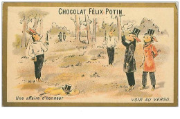 CHROMOS.n°10133.CHOCOLAT FELIX POTIN.UNE AFFAIRE D'HONNEUR.LAPIN EN DUEL - Félix Potin