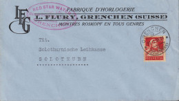 1914/30 Schweiz, Brief, Zum:CH 126ll Mi:CH 118ll, Tell Brustbild, LEG L.FLURY, GRENCHEN, FABRIQUE  D`HOROLOGERIE - Storia Postale