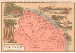 Chromos.AM14612.6x9 Cm Environ.Chocolat Aiguebelle.N°97.Carte Guyanne Française.Cayenne.St Laurent... - Aiguebelle