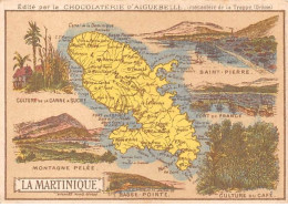 Chromos.AM14611.6x9 Cm Environ.Chocolat Aiguebelle.N°98.Carte Martinique.Saint Pierre.Basse Pointe - Aiguebelle