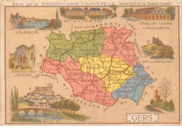 Chromos.AM14604.6x9 Cm Environ.Chocolat Aiguebelle.N°32.Carte Gers.Condom.Auch.L'ile De Noé.Castelnau... - Aiguebelle