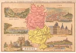 Chromos.AM14596.6x9 Cm Environ.Chocolat Aiguebelle.N°67.Carte Rhone.Saint Didier.Lyon.Mont D'Or.La Bourse - Aiguebelle