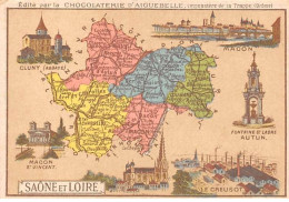 Chromos.AM14594.6x9 Cm Environ.Chocolat Aiguebelle.N°69.Carte Saone Et Loire.Cluny.Macon.Autun.Le Creusot - Aiguebelle