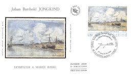 FRANCE.FDC.AM11885.27/10/2001.Cachet La Côte Saint André.Johan Barthold Jongkind.Honfleur à Marée Basse - 2000-2009