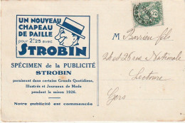 ZY 80- CARTE PUBLICITAIRE DOUBLE , CHAPEAU STROBIN ET CREME BORAN - TOMAS CHRISTY & Cie , PARIS - 3 SCANS - Advertising