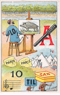 Chromos.AM14808.6x9 Cm Environ.Zan.Rébus.Bois Lo A Peint Laie-Zan Barre à Deux Paris Camp10 Ré.... - Other & Unclassified