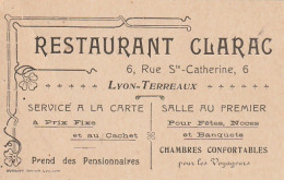 ZY 80-(69) RESTAURANT CLARAC , LYON TERREAUX - CARTE DE VISITE  - Cartoncini Da Visita