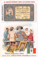 Chromos.AM16114.6x10 Cm Environ.Chocolat D'Aiguebelle.Le Papier Monnaie Dans Les Divers Pays.Italie.Bouquiniste à Rome - Aiguebelle