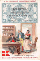 Chromos.AM16111.6x10 Cm Environ.Chocolat D'Aiguebelle.Le Papier Monnaie Dans Les Divers Pays.Danemark.L'hospitalité - Aiguebelle