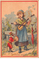 Chromos.AM14990.6x9 Cm Environ.Duval.Sabots.Femme Jouant Du Violon Avec Son Singe Du Tambourin - Sonstige & Ohne Zuordnung