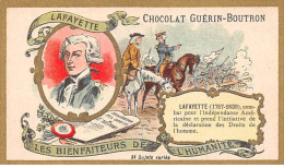 Chromos.AM16080.6x10 Cm Environ.Guérin-Boutron.Chocolat.Bienfaiteurs De L'humanité.Lafayette - Guérin-Boutron