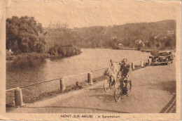 ZY 82- MONT SUR MEUSE ( BELGIQUE ) - LE SANATORIUM - ANIMATION - CYCLISTES - 2 SCANS - Yvoir