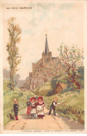 Chromos.AM16428.8x12 Cm Environ.Bon Marché.Promenade à La Campagne.Eglise - Au Bon Marché