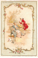 Chromos.AM16411.8x12 Cm Environ.Au Bon Marché.Lithographie Artistique.Homme Faisant La Cour à Une Dame - Au Bon Marché