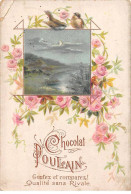 Chromos.AM16407.7x11 Cm Environ.Chocolat.Poulain.Paysage.Roses.Oiseaux - Poulain