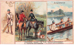 Chromos.AM16610.9x13 Cm Environ.Chicorée.A La Boulangère.Angleterre.criquet.Foot-ball.Chasse Au Renard.Sculling - Té & Café